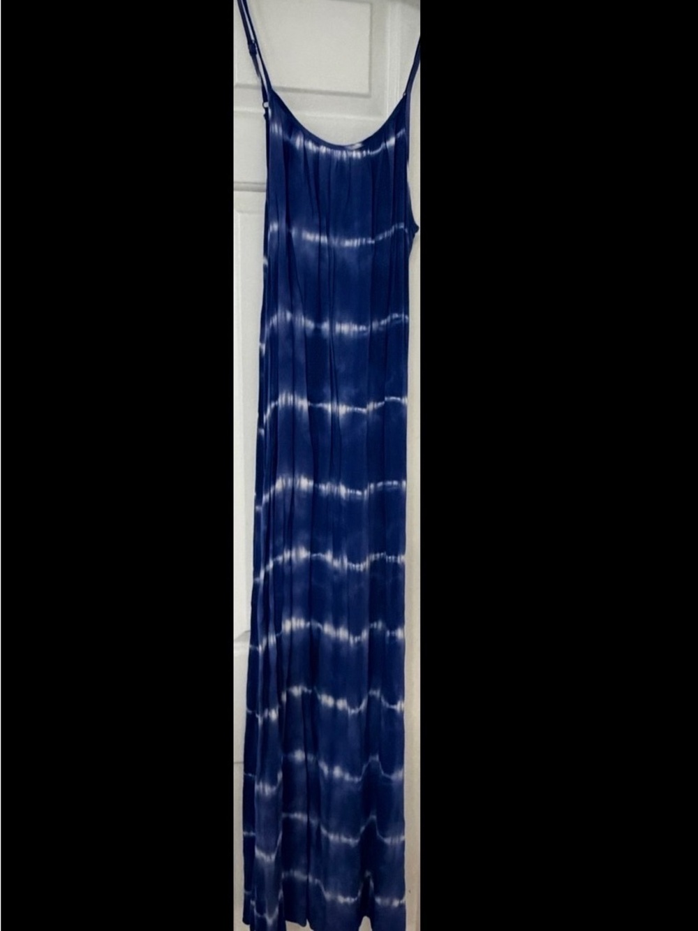 Blue Tie-Dye Maxi Dress with Spaghetti Straps